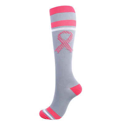 Pink Ribbon 🎗 Kompressionssocken - Bunte Unterstützungssocken mit 20-30 mmHg Druck
