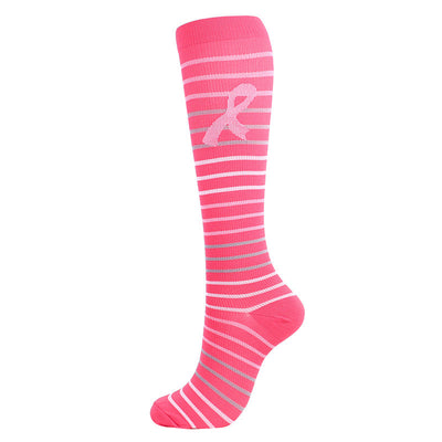 Pink Ribbon 🎗 Kompressionssocken - Bunte Unterstützungssocken mit 20-30 mmHg Druck