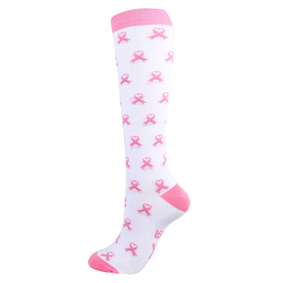 Pink Ribbon 🎗 Kompressionssocken - Bunte Unterstützungssocken mit 20-30 mmHg Druck