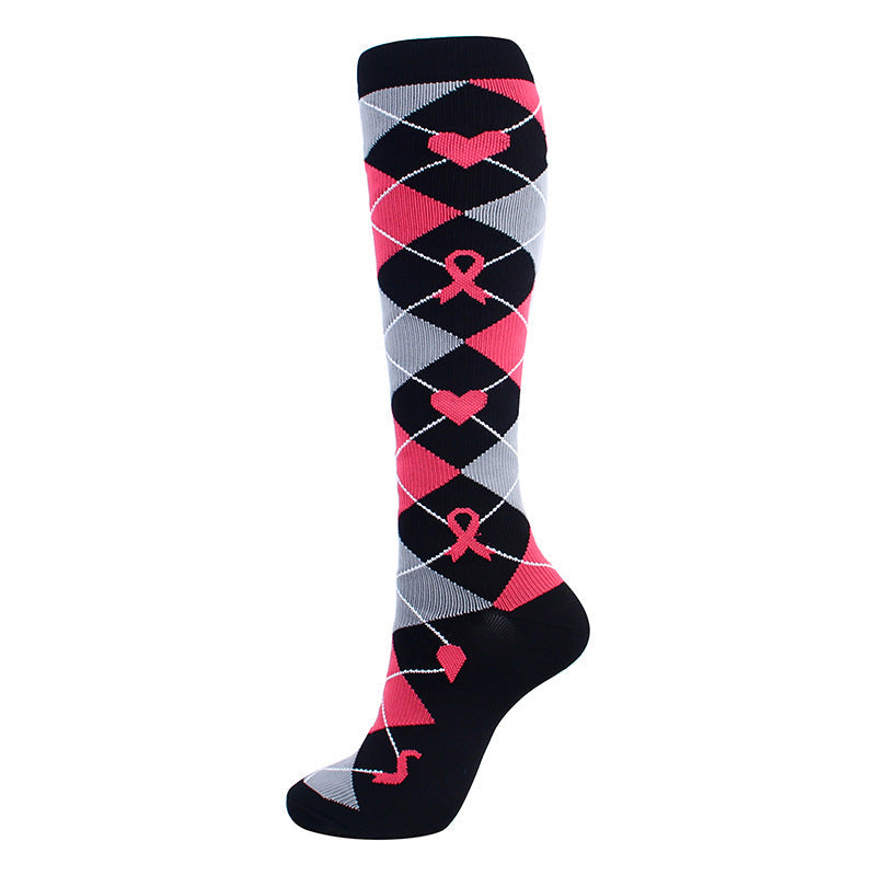 Pink Ribbon 🎗 Kompressionssocken - Bunte Unterstützungssocken mit 20-30 mmHg Druck