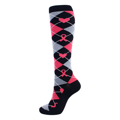 Pink Ribbon 🎗 Kompressionssocken - Bunte Unterstützungssocken mit 20-30 mmHg Druck