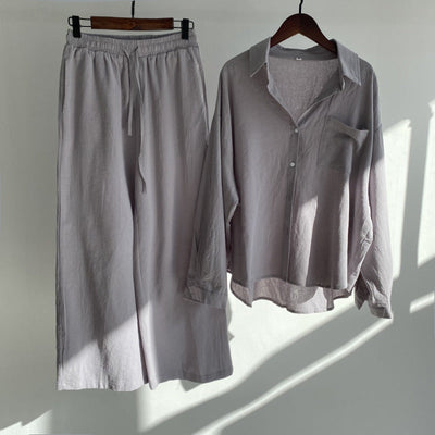Ingrid™ | Zweiteiliges Leinen-Set | T-Shirt & Weite Hose