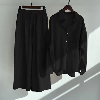 Ingrid™ | Zweiteiliges Leinen-Set | T-Shirt & Weite Hose