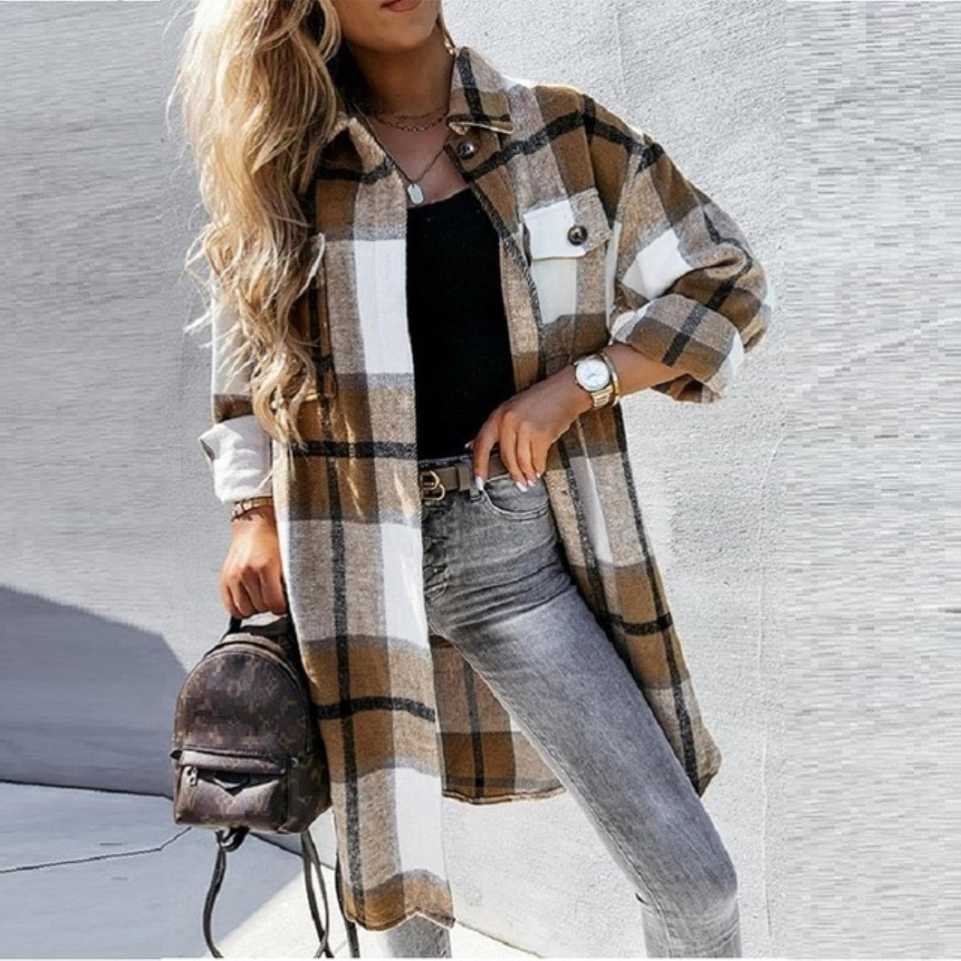 LUNA - Elegante Karomuster-Strickjacke für Damen