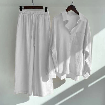 Ingrid™ | Zweiteiliges Leinen-Set | T-Shirt & Weite Hose