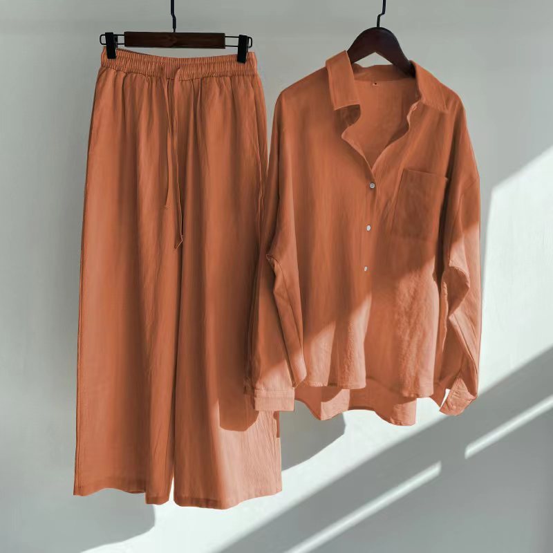 Ingrid™ | Zweiteiliges Leinen-Set | T-Shirt & Weite Hose