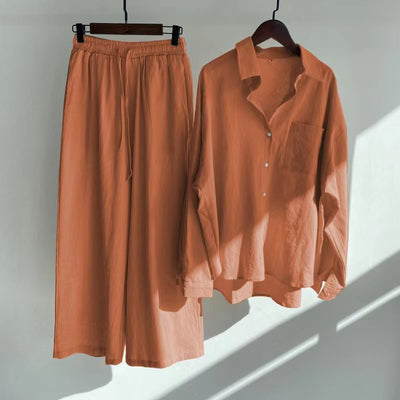 Ingrid™ | Zweiteiliges Leinen-Set | T-Shirt & Weite Hose