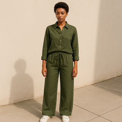 LeinenSetmitHemd_Hose_ZweiteiligesFreizeit-Outfit-ArmyGreen2