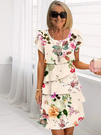Antonella™ | Blumenmuster Kleid mit Rüschen