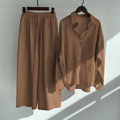 Ingrid™ | Zweiteiliges Leinen-Set | T-Shirt & Weite Hose