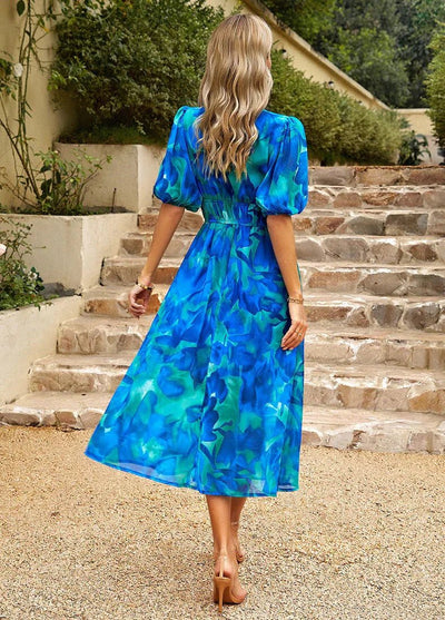 Emma™ | Buntes Kleid mit V-Ausschnitt
